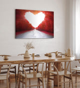 Paul Sinus Wandbild 120x80cm Baumallee Allee Bäume Herzform Rot Kunstvoll Straße