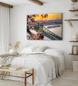 Paul Sinus Wandbild 120x80cm Freiheitsbrücke Budapest Ungarn Kanal Schiffe Sonnenuntergang
