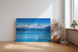 Sinus Art Wandbild 120x80cm Stimmungsvolle Alpenlandschaft mit ruhiger Wasserfläche und majestätischen Gipfeln