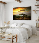 Paul Sinus Wandbild 120x80cm Kilimandscharo Berg Afrika Burkea Bäume Wolken