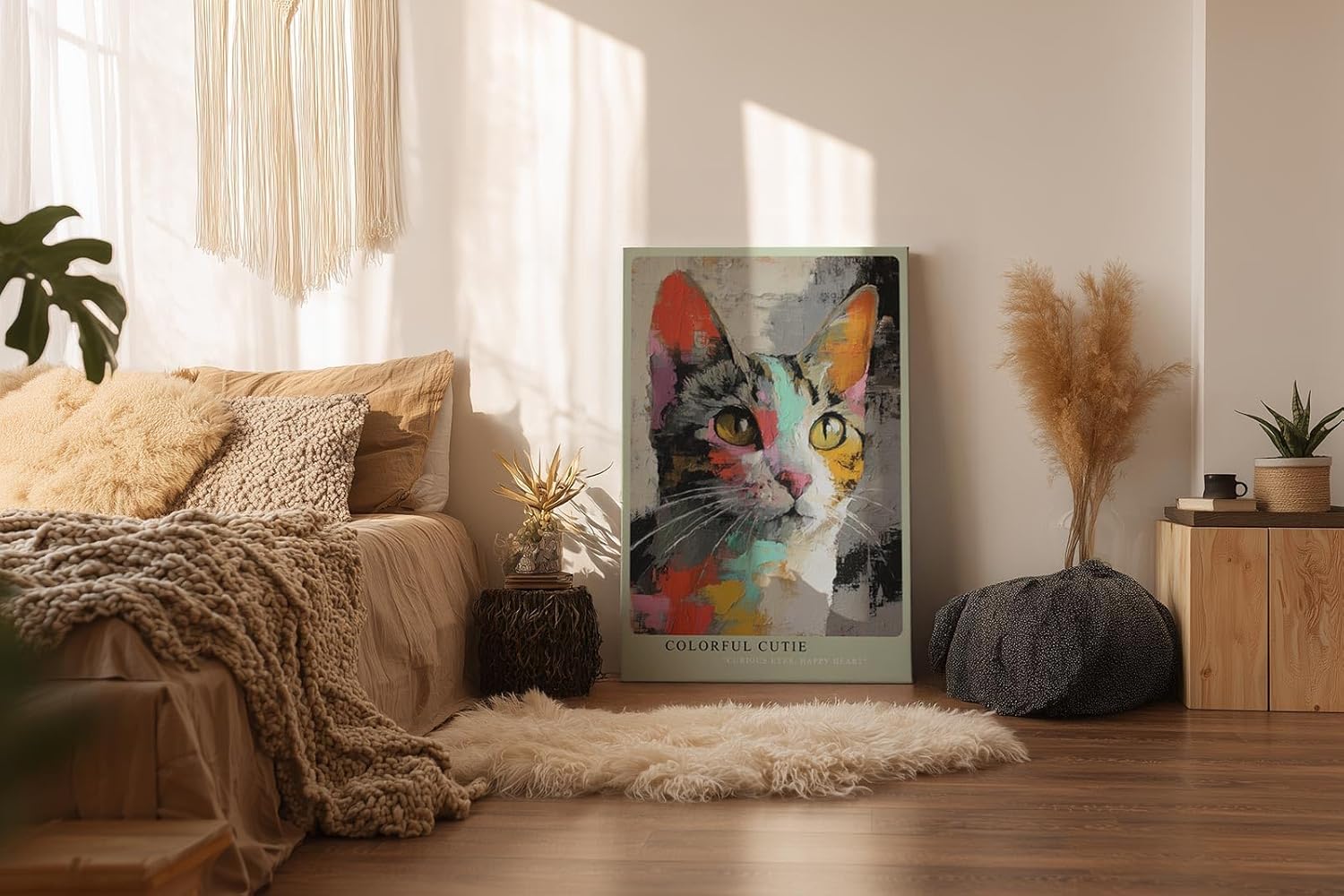 Paul Sinus Wandbild in 40x60cm Colorful Cutie – farbenfrohes Katzenportrait in moderner Maltechnik für kreative Wohnraumgestaltung
