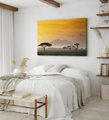 Paul Sinus Wandbild 120x80cm Afrika Mount Kenya Burkea Bäume Wildnis Abenddämmerung