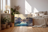 Sinus Art Wandbild 120x80cm Berge und Himmel spiegeln sich perfekt in einem ruhigen klaren See vor beeindruckender Kulisse