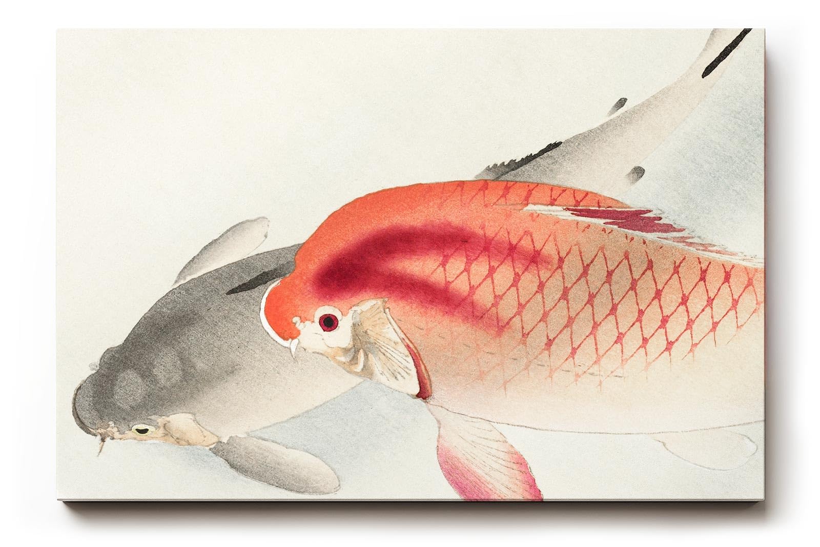 Sinus Art Wandbild 120x80cm Zwei Koi-Fische in traditioneller japanischer Darstellungsweise als Symbol für Harmonie und Ruhe