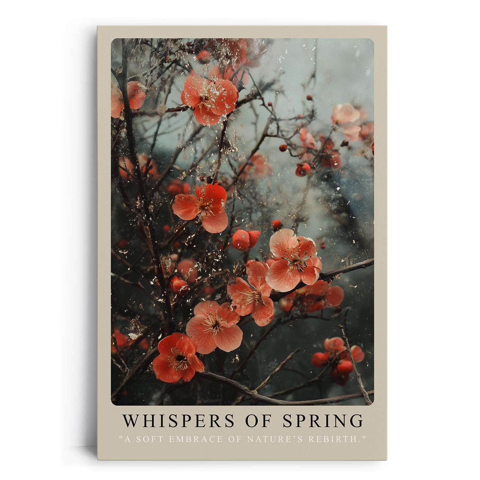 Paul Sinus Leinwandbild 40x60cm Whispers of Spring Leinwandbild zarte Blüten auf Zweigen poetische Naturkunst mit sanften Farben und verträumter Atmosphäre