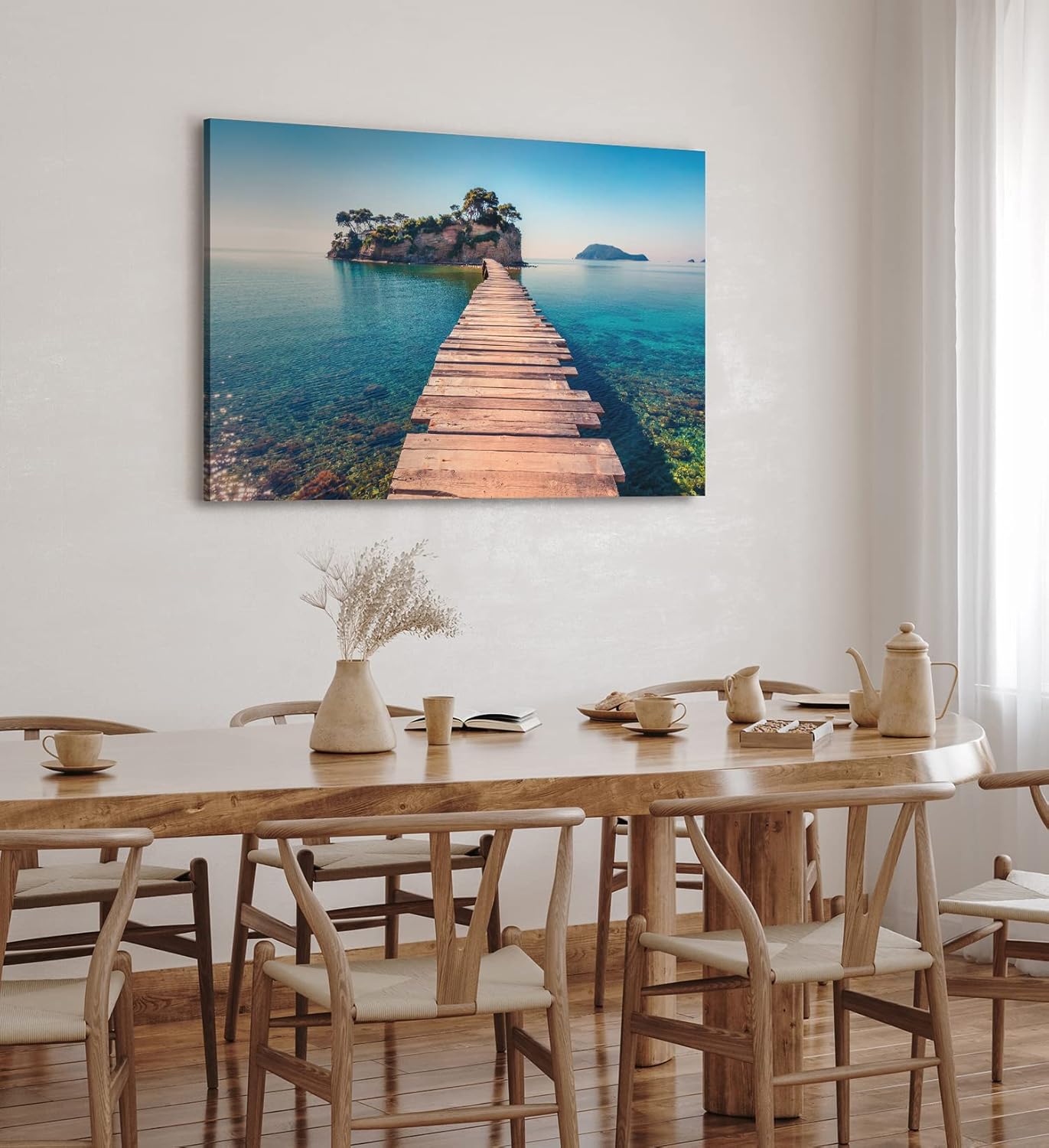 Paul Sinus Wandbild 120x80cm Holzsteg zur Insel Meer Strand Thailand Felsen Sommer