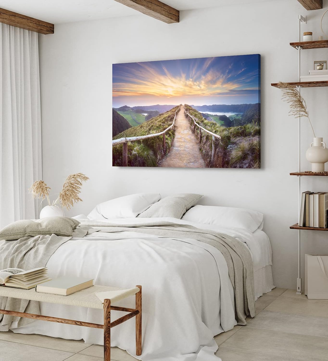 Paul Sinus Wandbild 120x80cm Ponta Delgada Azoren Portugal Berge Bergweg Sonnenuntergang