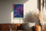 Paul Sinus Wandbild in 40x60cm Night Leaves – elegante Pflanzenblätter in stimmungsvoller Abendfarbpalette aus Pink, Lila und Blau