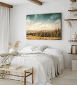 Paul Sinus Wandbild 120x80cm Natur Berge Landschaft Tannenwald Bäume weiße Wolken