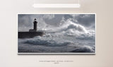 Leuchtturm in Portugal ca. 130x70cm Wandbild inklusive Schattenfugenrahmen weiss - Panorama Leinwand Bild XXL Format Wandbilder Wohnzimmer Wohnung Deko Kunstdrucke