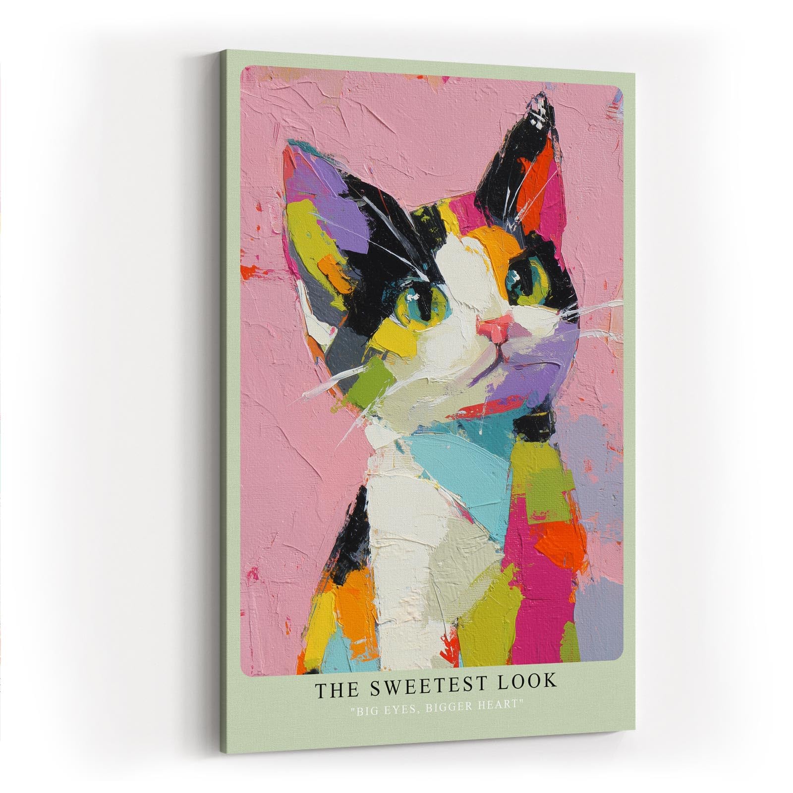 Paul Sinus Wandbild in 40x60cm The Sweetest Look – Verspieltes Katzen-Porträt im bunten Acrylstil, farbenfrohe Wandkunst mit charmantem Ausdruck