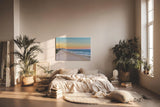 Sinus Art Wandbild 120x80cm Strand und Skyline in perfekter Balance – modernes Motiv zwischen Natur und Stadt