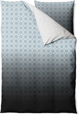 Sinus Art Mikrofaser Bettwäsche 135x200 cm + 80x80 cm – Elegantes Wendedesign mit Farbverlauf in Braun & Hellblau, florales Kreisornament, pflegeleicht & atmungsaktiv