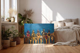 Sinus Art Wandbild 120x80cm Bunte Gewürze auf Holzlöffeln vor rustikalem Hintergrund – kulinarisch und stilvoll