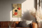 Paul Sinus Wandbild in 40x60cm The Orbital Map – Abstraktes Spiel aus roten und schwarzen Kreisen auf beigem Hintergrund mit feinen Linien wie unsichtbare Kräfte