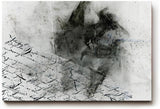 Sinus Art Wandbild 120x80cm Abstraktes Porträt, handschriftliche Elemente und rauchige Strukturen in Schwarzweiß