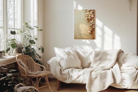 Paul Sinus 60x90cm Wandbild Hängende Blütenpracht in Beige – Stilvolle Natürlichkeit mit floraler Harmonie Blume