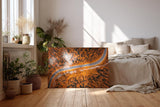 Sinus Art Wandbild 120x80cm Herbstlicher Mischwald mit elegant geschwungener Straße in Luftaufnahme