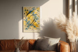 Paul Sinus Wandbild in 40x60cm Waves of Impulse – Dynamisches abstraktes Kunstwerk in Blau, Gelb und Schwarz