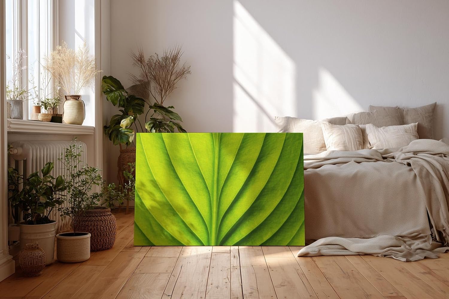 Sinus Art Wandbild 120x80cm Die symmetrische Blattstruktur bringt Ordnung, Frische und natürliche Ruhe in den Raum