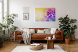 Sinus Art Wandbild 120x80cm Faszinierende Nahaufnahme einer violetten Blüte mit harmonischem Farbverlauf