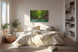 Sinus Art Wandbild 120x80cm Friedlicher Fluss mit glasklarem Wasser inmitten eines grünen Laubwaldes