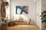 Sinus Art Wandbild 120x80cm Überschneidende Dreiecke in Blau, Weiß und Orange mit pastosen Farbspuren