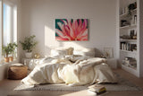 Sinus Art Wandbild 120x80cm Blüte in Pink mit Tautropfen – faszinierende Struktur und frische Ästhetik