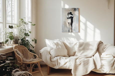 Paul Sinus 60x90cm Wandbild Tiefe Berührung – Emotionales Fokuskunstwerk inniger Umarmung auf Leinwand und Holzrahmen