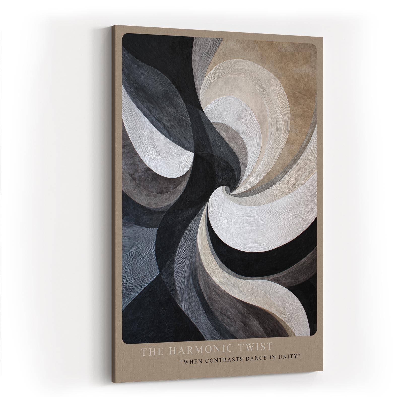Paul Sinus Wandbild in 40x60cm The Harmonic Twist – Fließende Schwarz-, Weißund Grautöne in eleganter Spiralbewegung mit harmonischen Kontrasten
