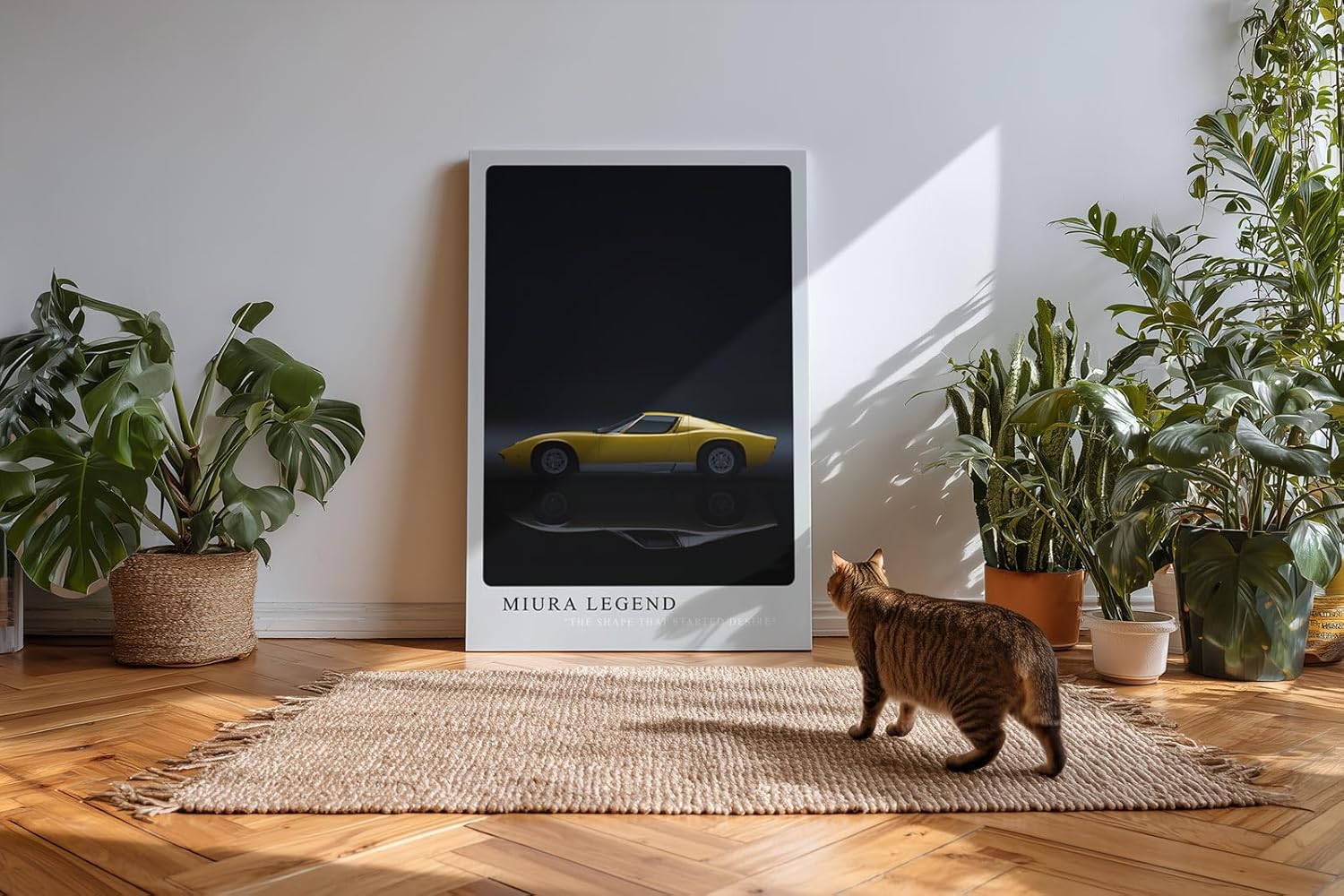 Paul Sinus Kunstdruck 40x60cm Lamborghini Miura Auto Legende Sportwagen Gelb Schwarz Retro