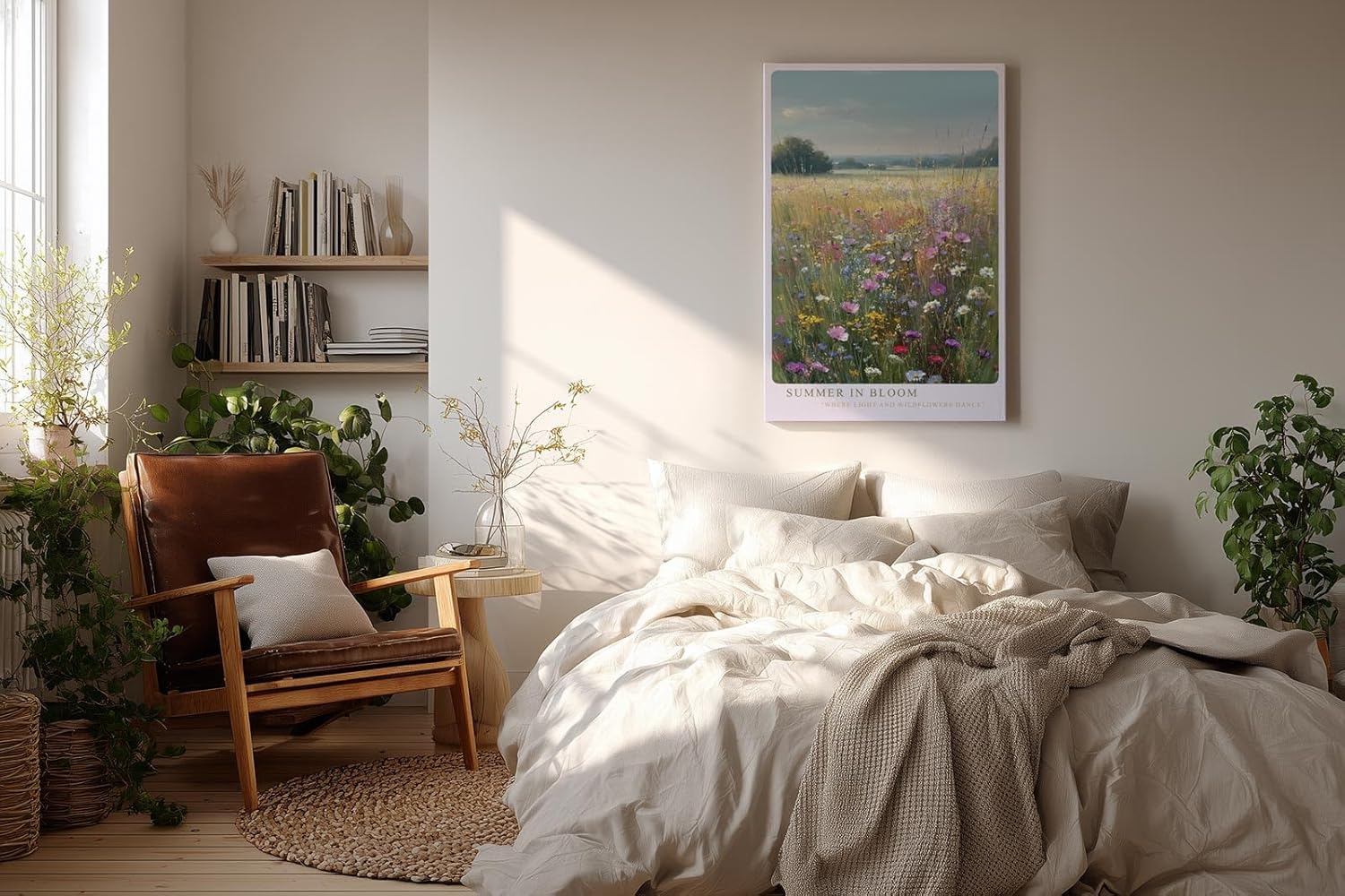 Paul Sinus Wandbild in 40x60cm Summer in Bloom Blühende Sommerwiese mit farbenfrohen Wildblumen unter blauem Himmel für frische Raumakzente