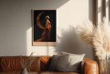 Paul Sinus Wandbild in 40x60cm The Moon Dress Elegante Frau in goldenem Kleid vor Mondsichel auf schwarzem Hintergrund