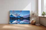 Sinus Art Wandbild 120x80cm Spiegelung von Bergen und Wald im ruhigen Wasser erzeugt eine meditative Wirkung