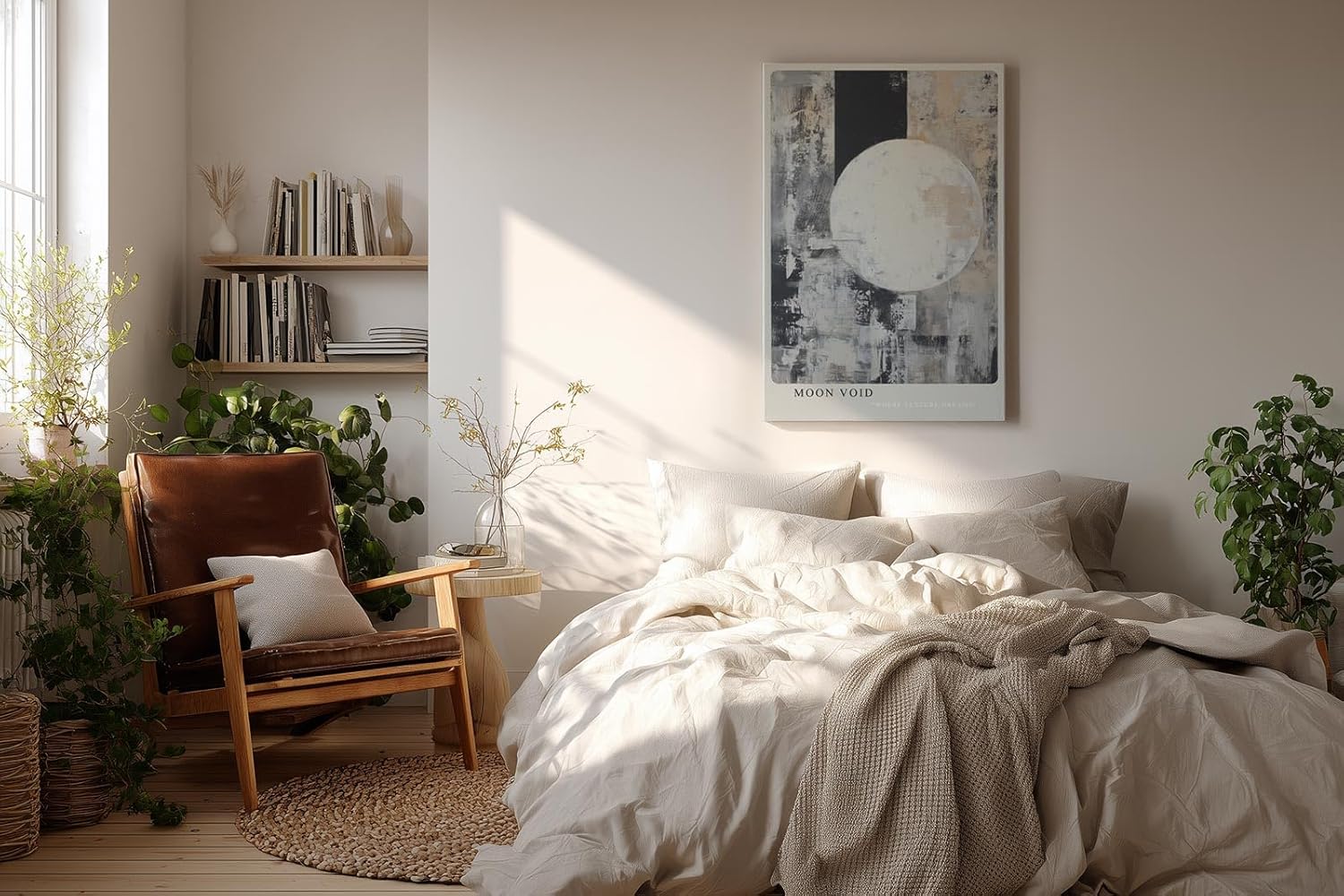 Paul Sinus Wandbild in 40x60cm Moon Void – Abstrakte Kunst mit hellem Vollmondmotiv und dynamischer Strukturkomposition