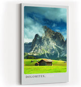 Paul Sinus Kunstdruck 40x60cm Dolomiten mit dramatischem Himmel und Almhütten – Alpenpanorama aus Italien