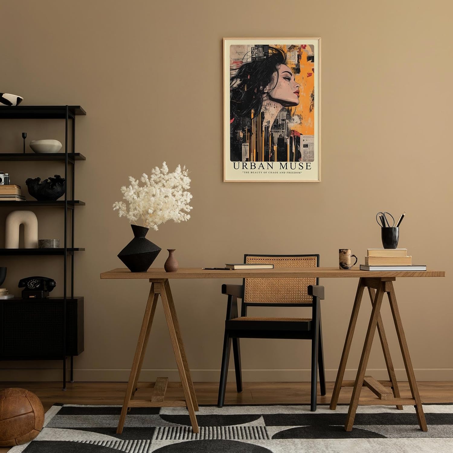 Paul Sinus Leinwandbild 60x90cm Leinwandbild Urbane Muse – Ausdrucksstarke Mixed-Media-Kunst mit weiblichem Porträt, Street-Art-Ästhetik