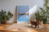 Paul Sinus Kunstdruck 40x60cm Civitavecchia Hafen in der Dämmerung – mediterrane Stimmung mit Segelbooten und Lichtreflexen
