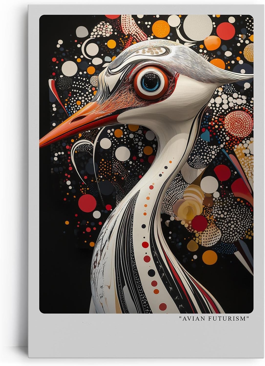 Paul Sinus Leinwandbild 40x60cm futuristische Darstellung eines abstrakten Vogels mit geometrischen Mustern, kunstvolle Wandkunst in modernem Design