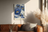 Paul Sinus Wandbild in 40x60cm Indigo Bloom Blaue Mohnblüten Illustration in Struktur und Bewegung
