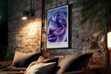 Paul Sinus Kunstdruck 40x60cm Blume Makro Blau Lila Rose Dunkelheit Lichtspiel Midnight Bloom