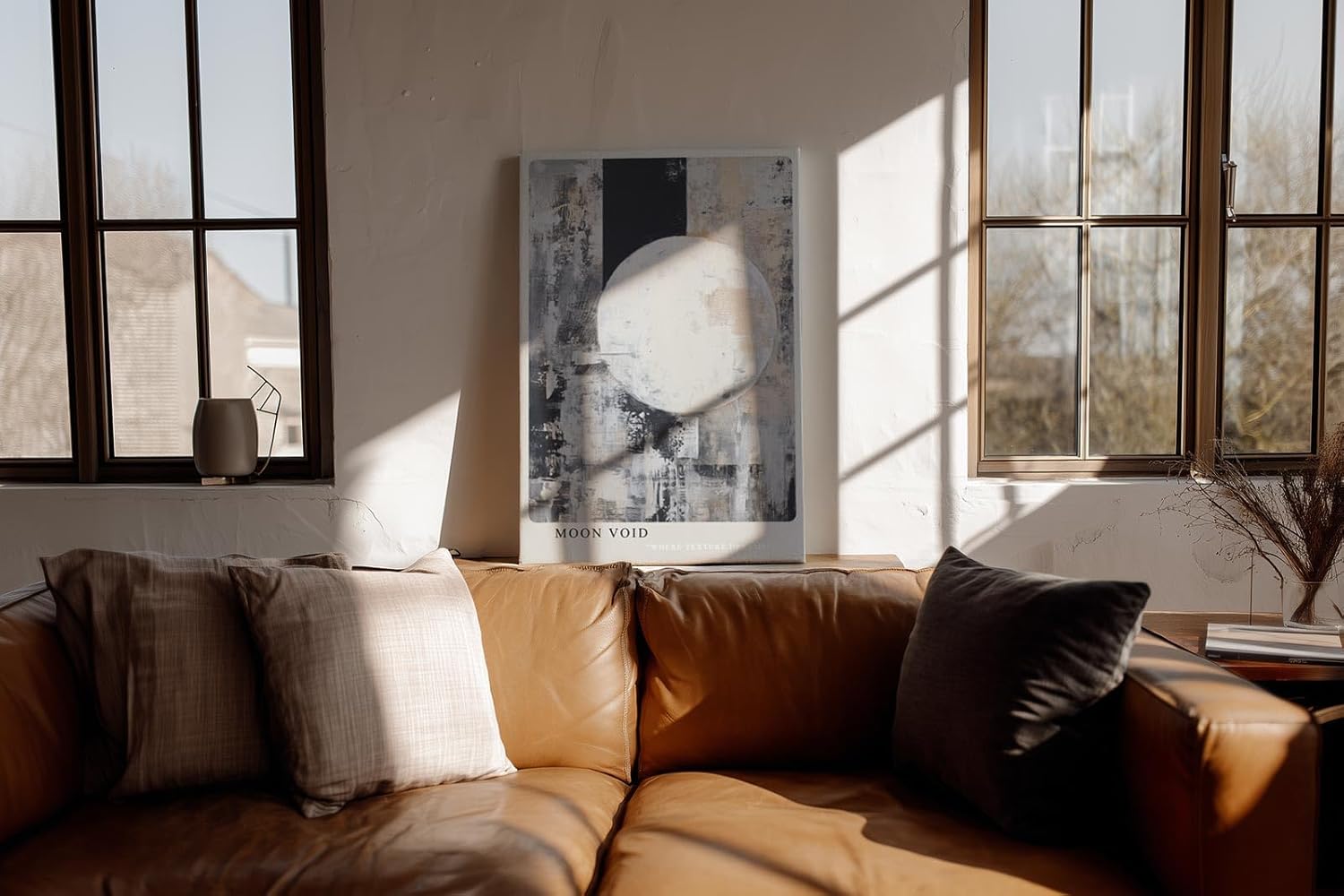 Paul Sinus Wandbild in 40x60cm Moon Void – Abstrakte Kunst mit hellem Vollmondmotiv und dynamischer Strukturkomposition