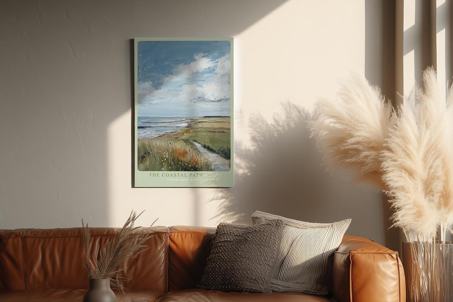 Paul Sinus Wandbild in 40x60cm Küstenweg mit Blick aufs Meer – impressionistisches Landschaftsgemälde für naturnahe Wohnakzente