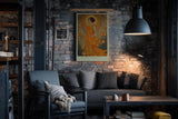 Paul Sinus Wandbild in 40x60cm The Sun's Favorite mit eleganter Frau in goldener Robe vor floralem Hintergrund für luxuriöse Wandgestaltung