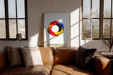 Paul Sinus Wandbild in 40x60cm The Color Cycle – Kreisförmige abstrakte Farbkomposition in Rot, Gelb, Blau und Schwarz
