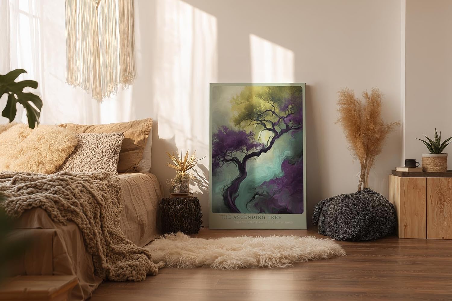 Paul Sinus Wandbild in 40x60cm The Ascending Tree – Künstlerische Darstellung eines aufstrebenden Baumes in leuchtenden Farbverläufen