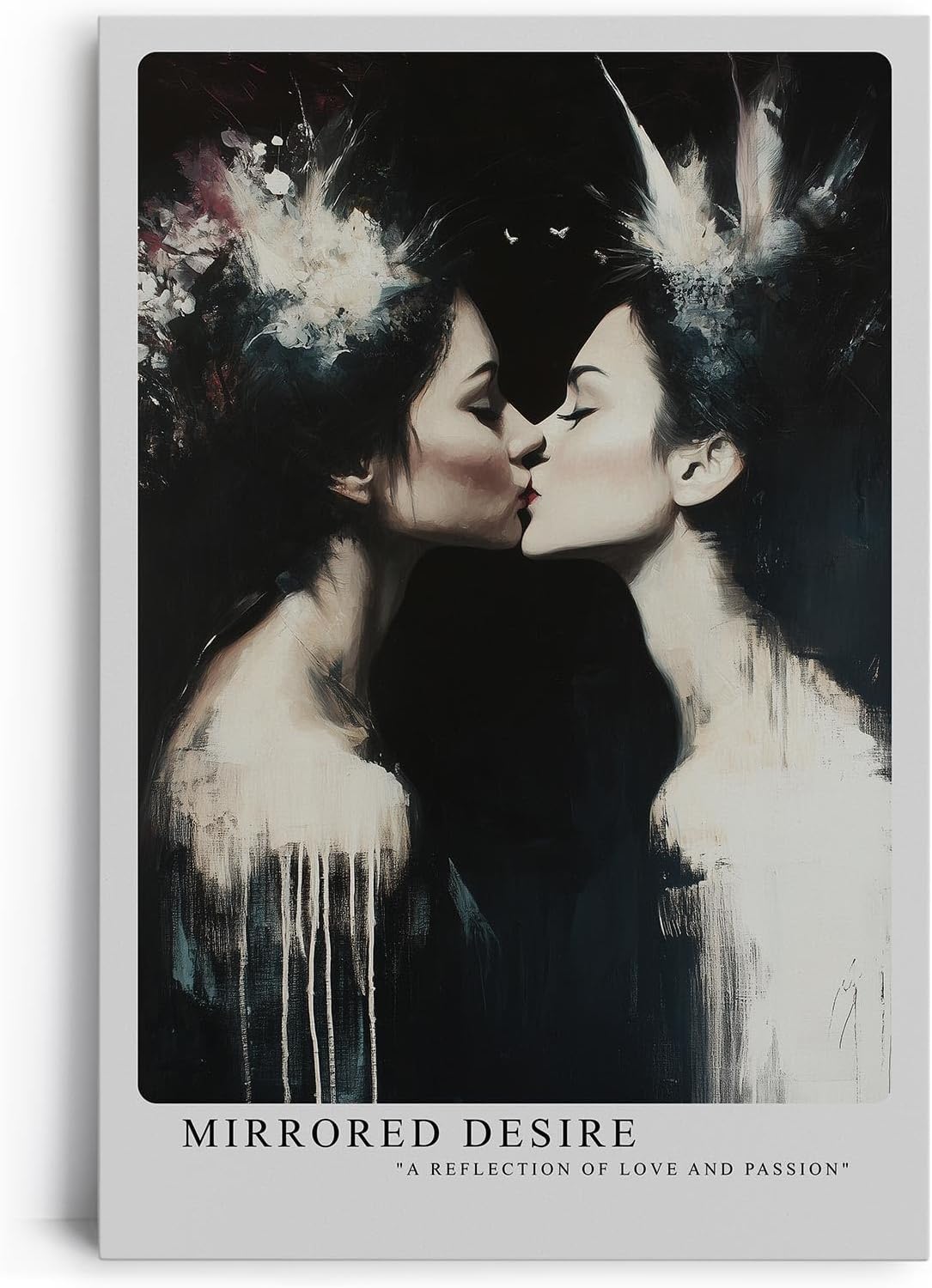 Paul Sinus Leinwandbild 80x120cm kunstvolle Spiegelung zweier Frauen in sinnlicher Harmonie mit abstrakten Elementen – ausdrucksstarkes Leinwandbild