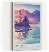 Paul Sinus Kunstdruck 40x60cm Hintersee in Bayern – malerische Berglandschaft mit glasklarem See in Pastellfarben