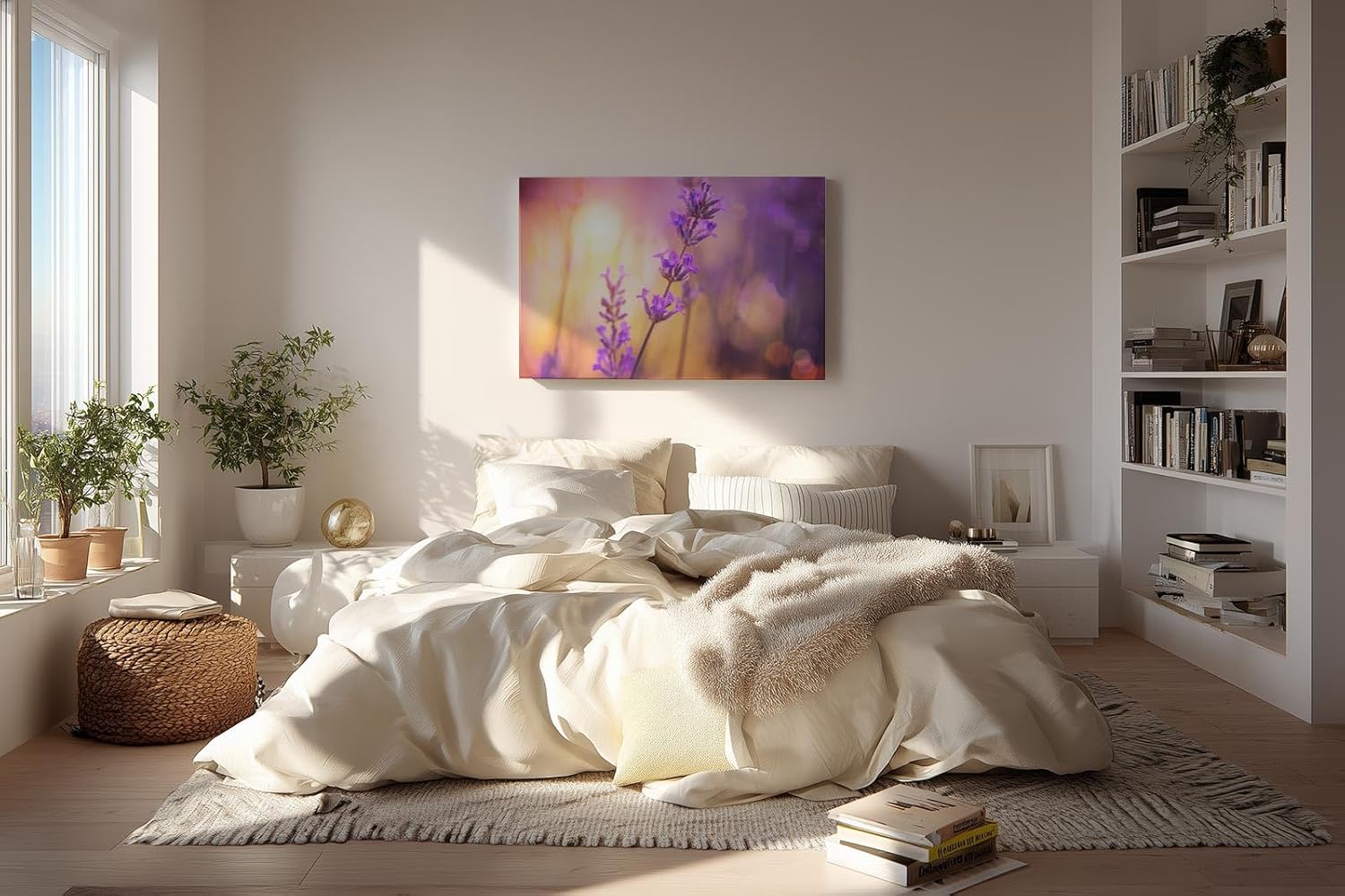 Sinus Art Wandbild 120x80cm Stimmungsvolles Lavendel-Motiv mit leuchtenden Farben auf harmonischem Hintergrund