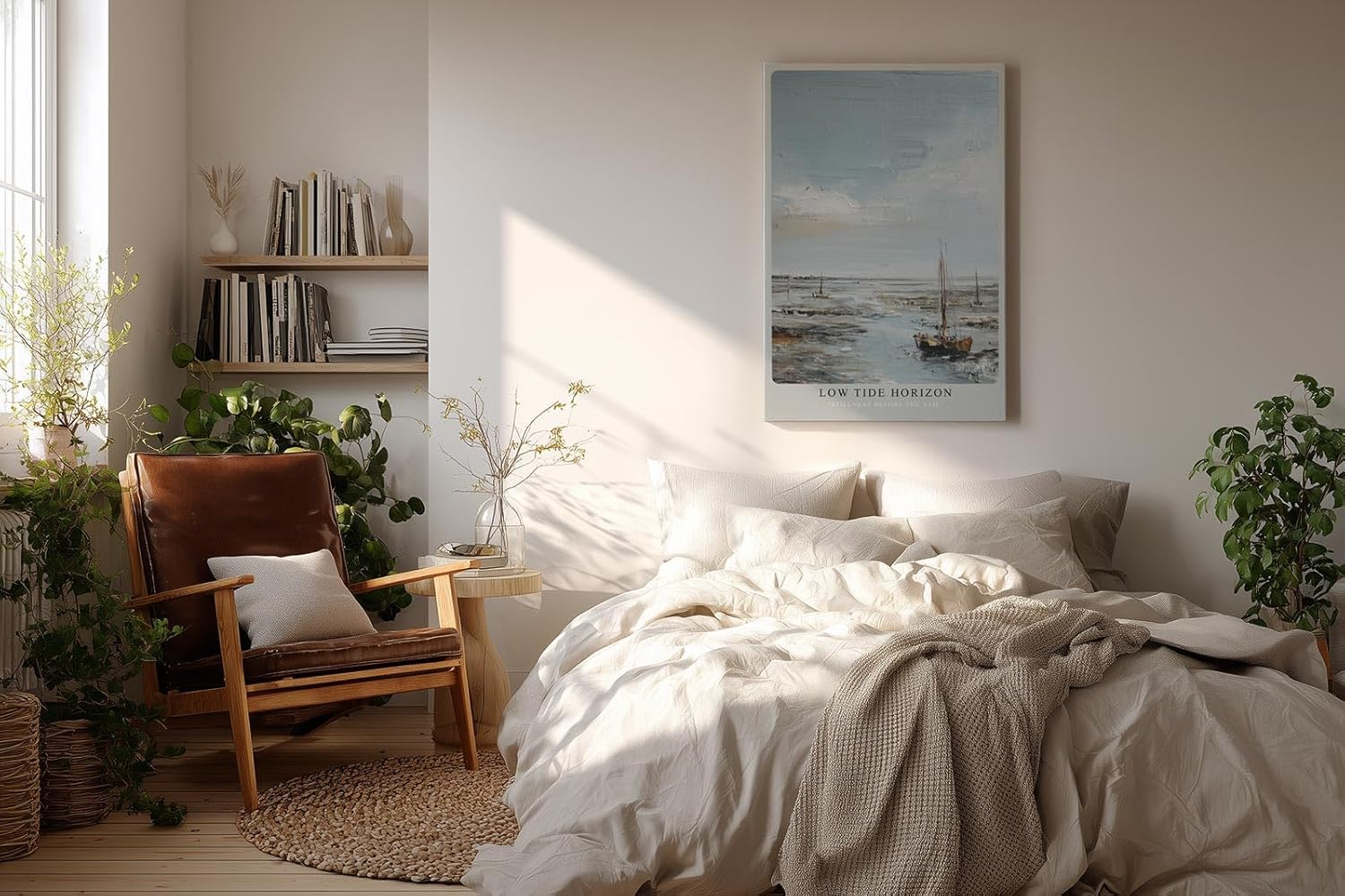 Paul Sinus Wandbild in 40x60cm Segelboote bei Ebbe – maritimes Ölgemälde mit ruhiger Küstenstimmung für entspannende Wohnraumgestaltung